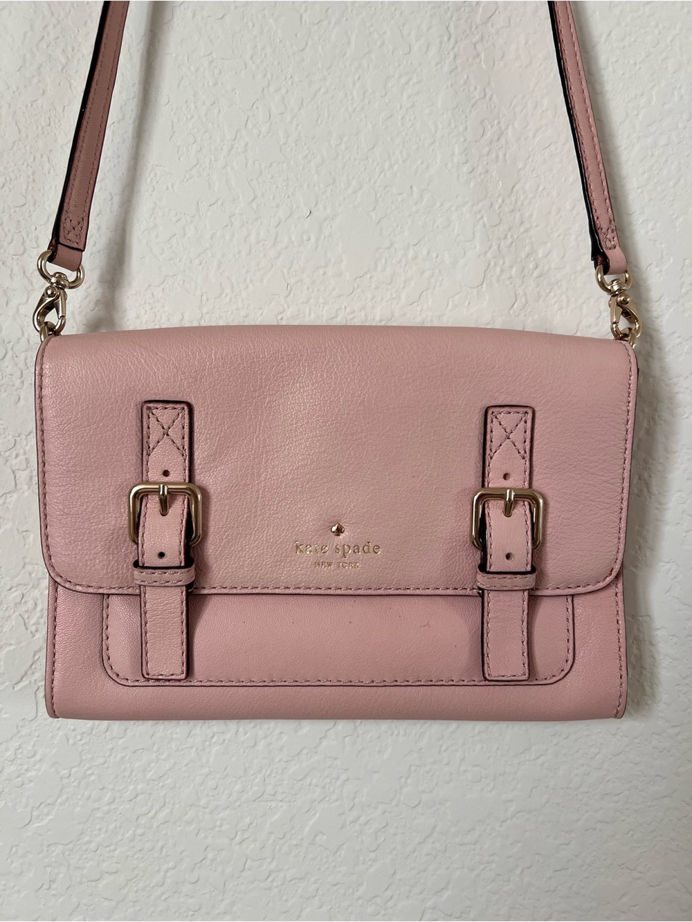 kate spade Blush Pink Leather Crossbody with Buckle Accents